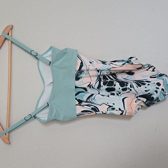 Flagpole NYC Nora Stylish Teal and Patterned One-Piece Swimsuit Summer - Picture 3 of 6